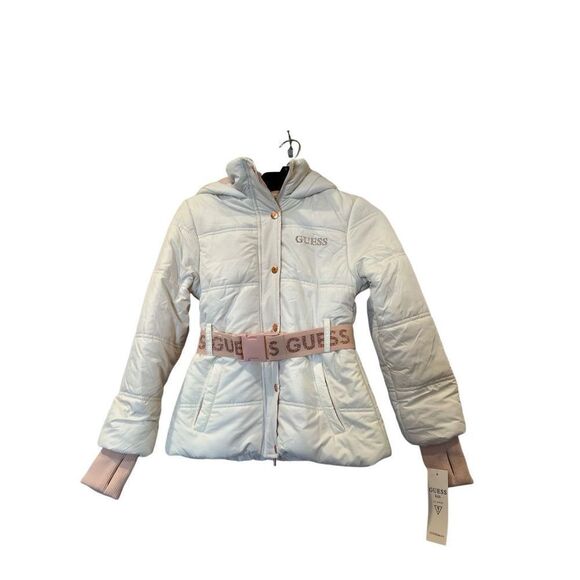 Guess Girl’s Puff Coat cream and pink Sz.10-12 NWT - Picture 1 of 5